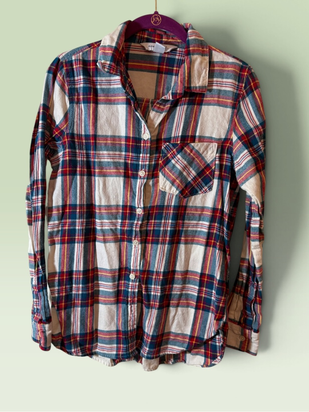 Women’s Blue & Red Plaid Button-Up Shirt